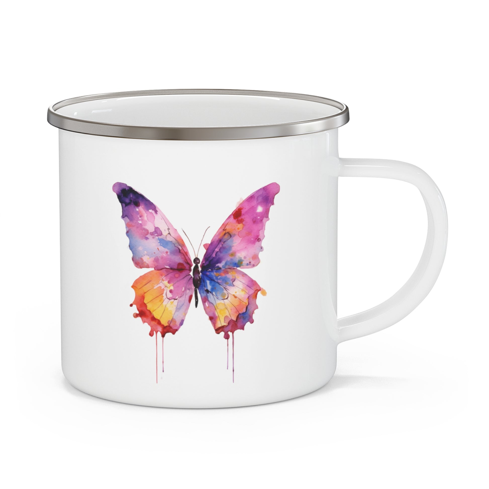 butterfly watercolor enamel mug