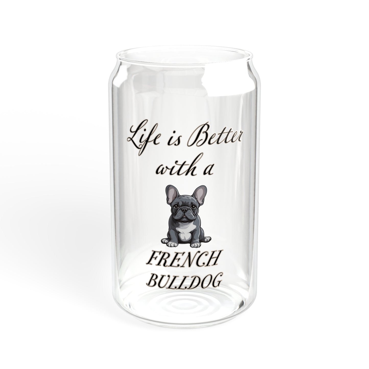 French Bulldog Sipper Glass, 16oz