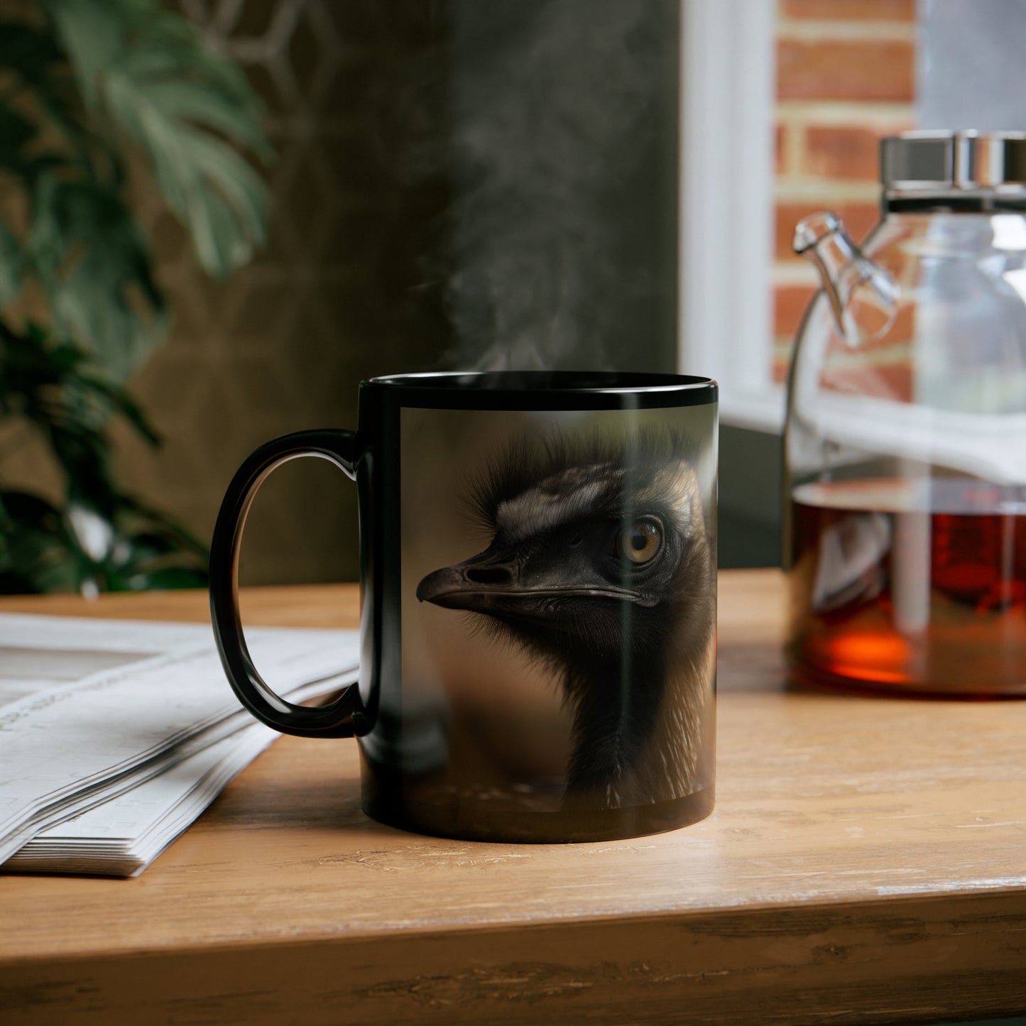 Emu 2 Black Ceramic Mug 11 oz