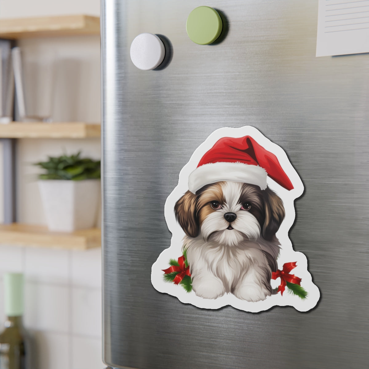 Christmas Shih Tzu Magnet - Die Cut