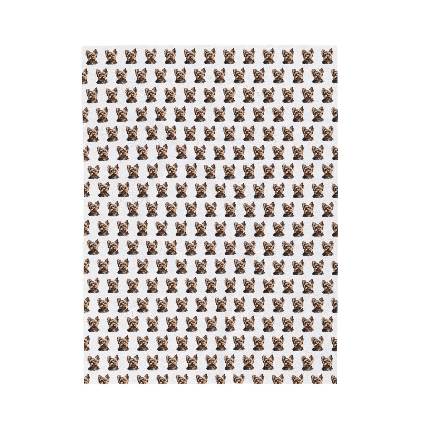 Yorkshire Terrier Blanket (Velveteen Plush, White)