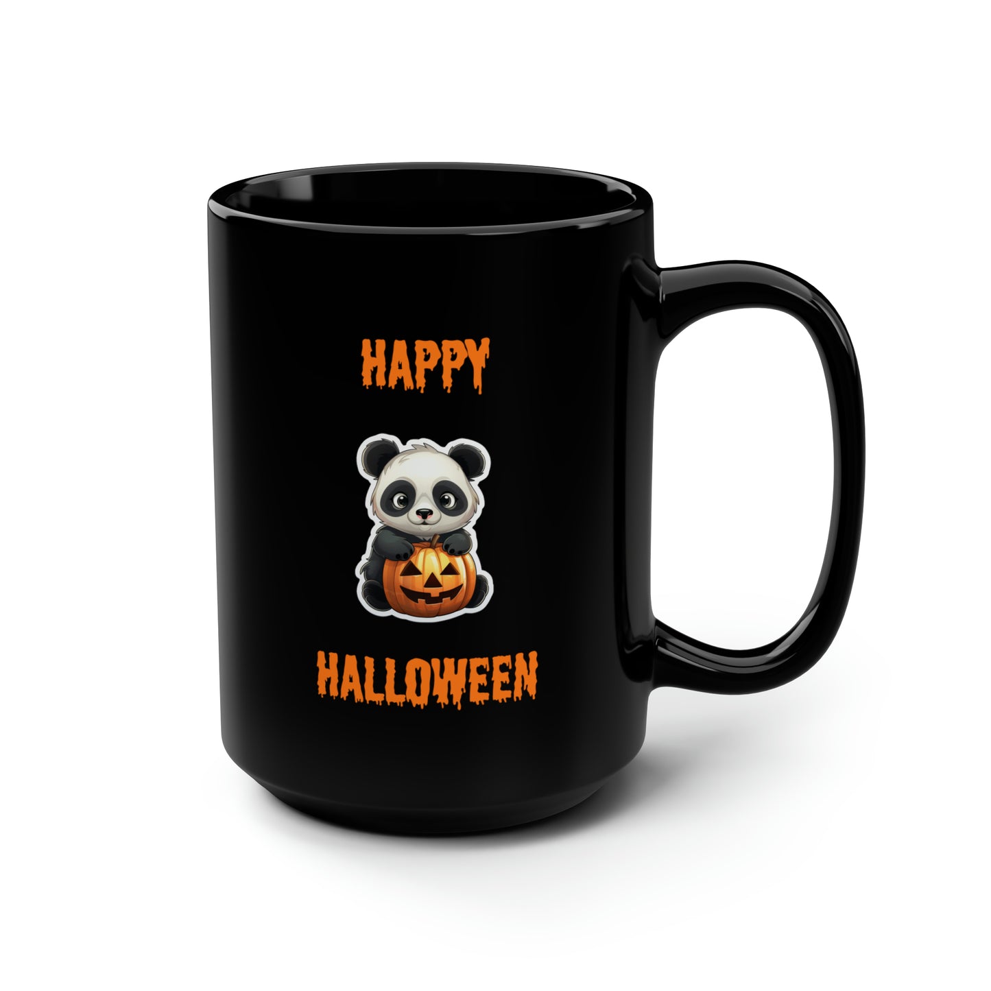 Panda Happy Halloween Mug - 15oz Black Ceramic Mug