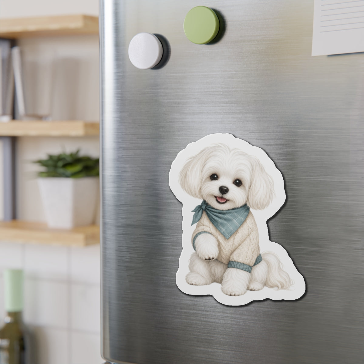 Maltese Dog Magnet - Teal Bandana Dog Lover Gift