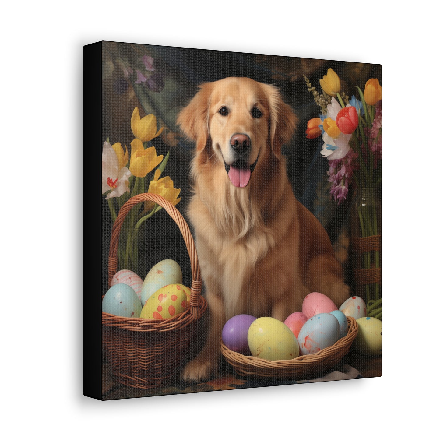 Golden Retriever Easter Wall Art - Spring Print - Canvas Gallery Wraps