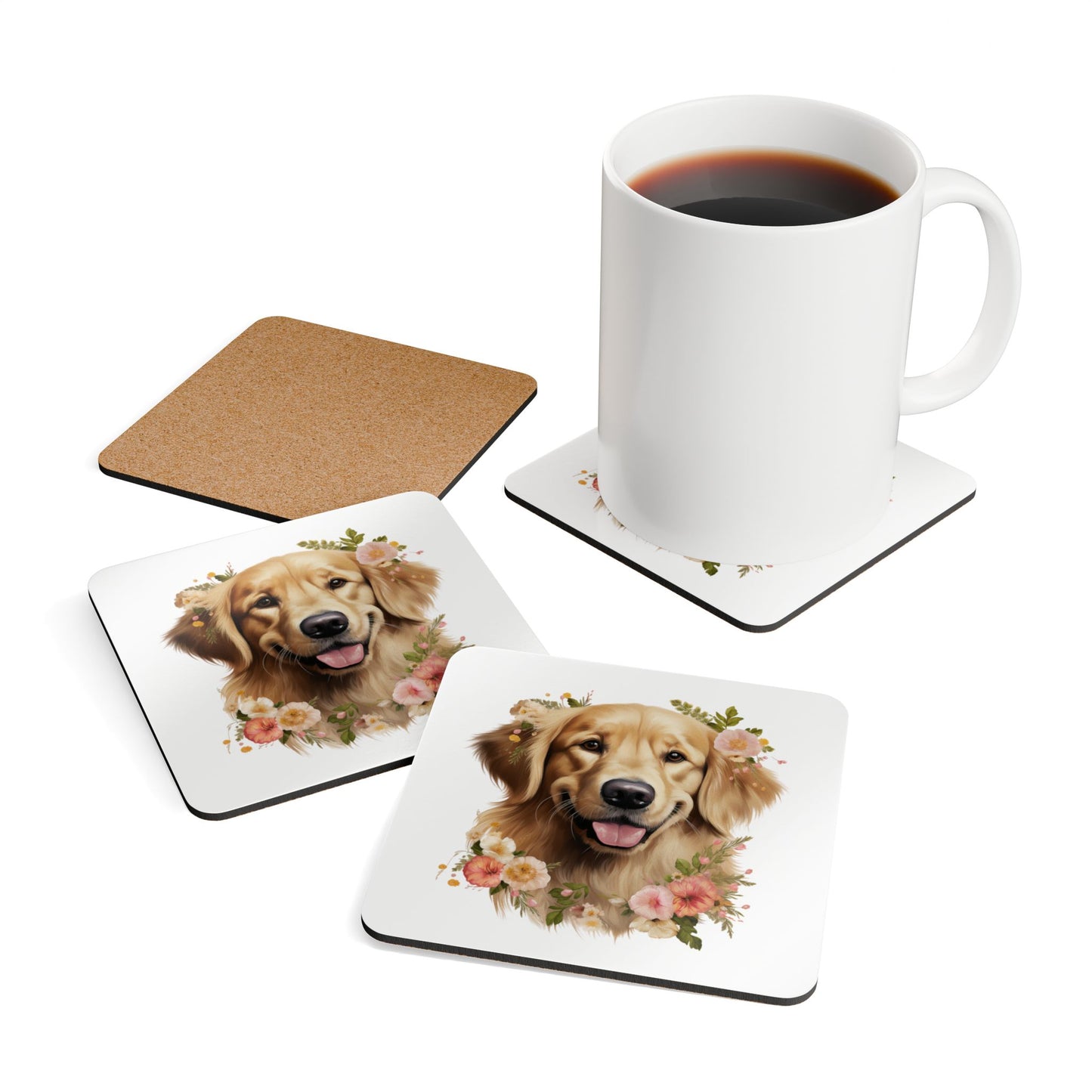 Golden Retriever Coaster Set - Corkwood