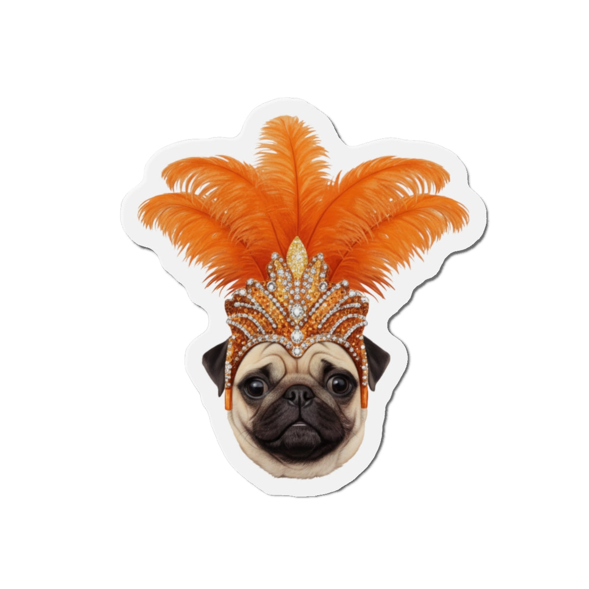 Pug Showgirl Magnet - The Animal Showgirl Collection Orange Edition - Vibrant Color - Durable Outdoor Vinyl