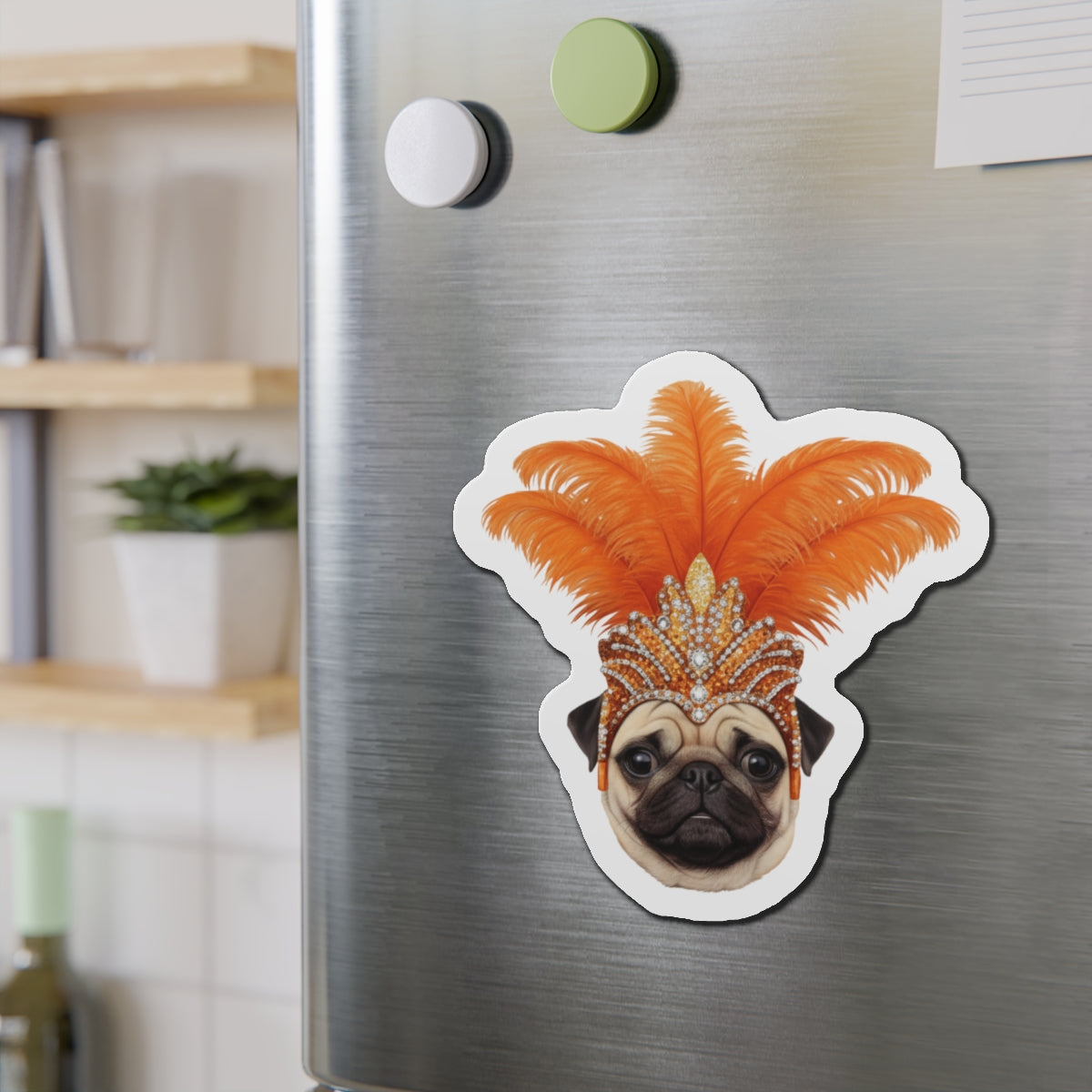 Pug Showgirl Magnet - The Animal Showgirl Collection Orange Edition - Vibrant Color - Durable Outdoor Vinyl