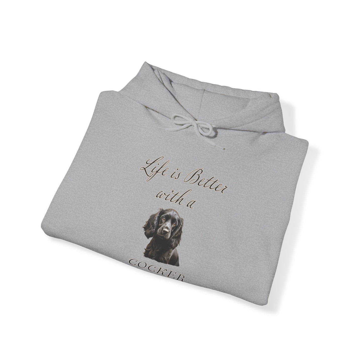 Black Cocker Spaniel Hoodie - Life is Better with a Cocker Spaniel - Unisex Hooded Dog Mom or Dog Dad Sweatshirt, gift for Dog Mom