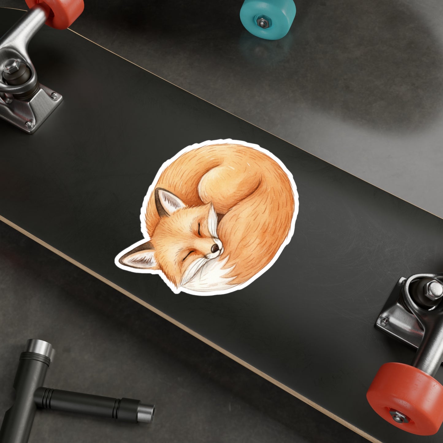 Vinyl Decals, Cute Fox Curled Up Sleeping, Laptop Stickers, Car Decals, Animal Lover Gift, Nursery Decor, Nature Wall Art