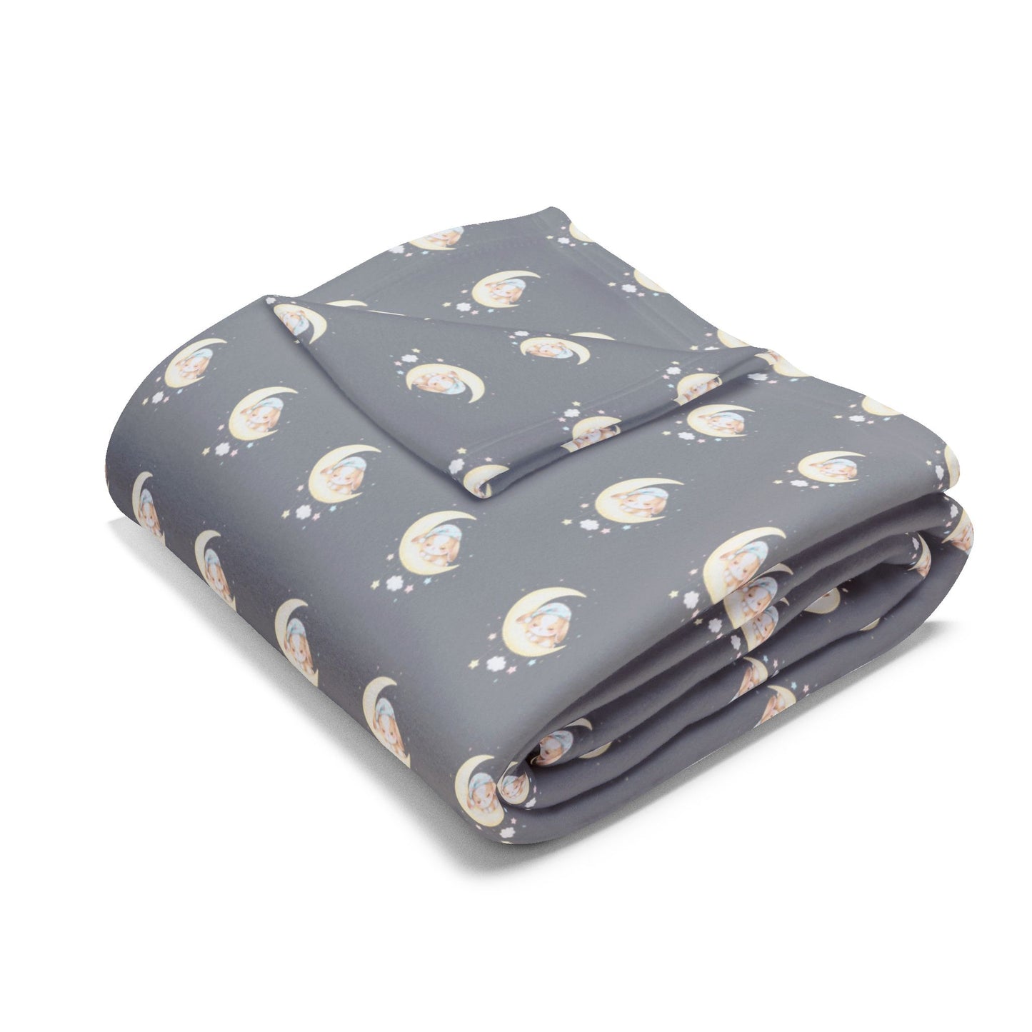 Fleece Blanket, cozy home decor, winter blanket, nursery decor, baby shower gift, cute bunny, moon design