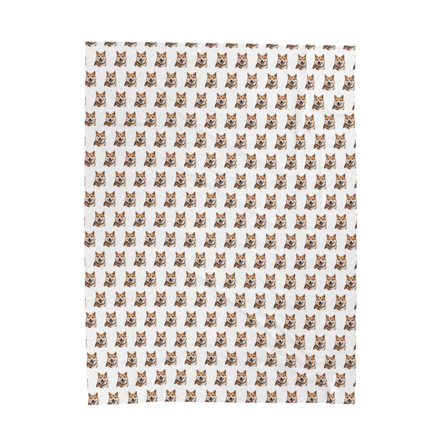 Akita Blanket - Velveteen Plush Throw - White