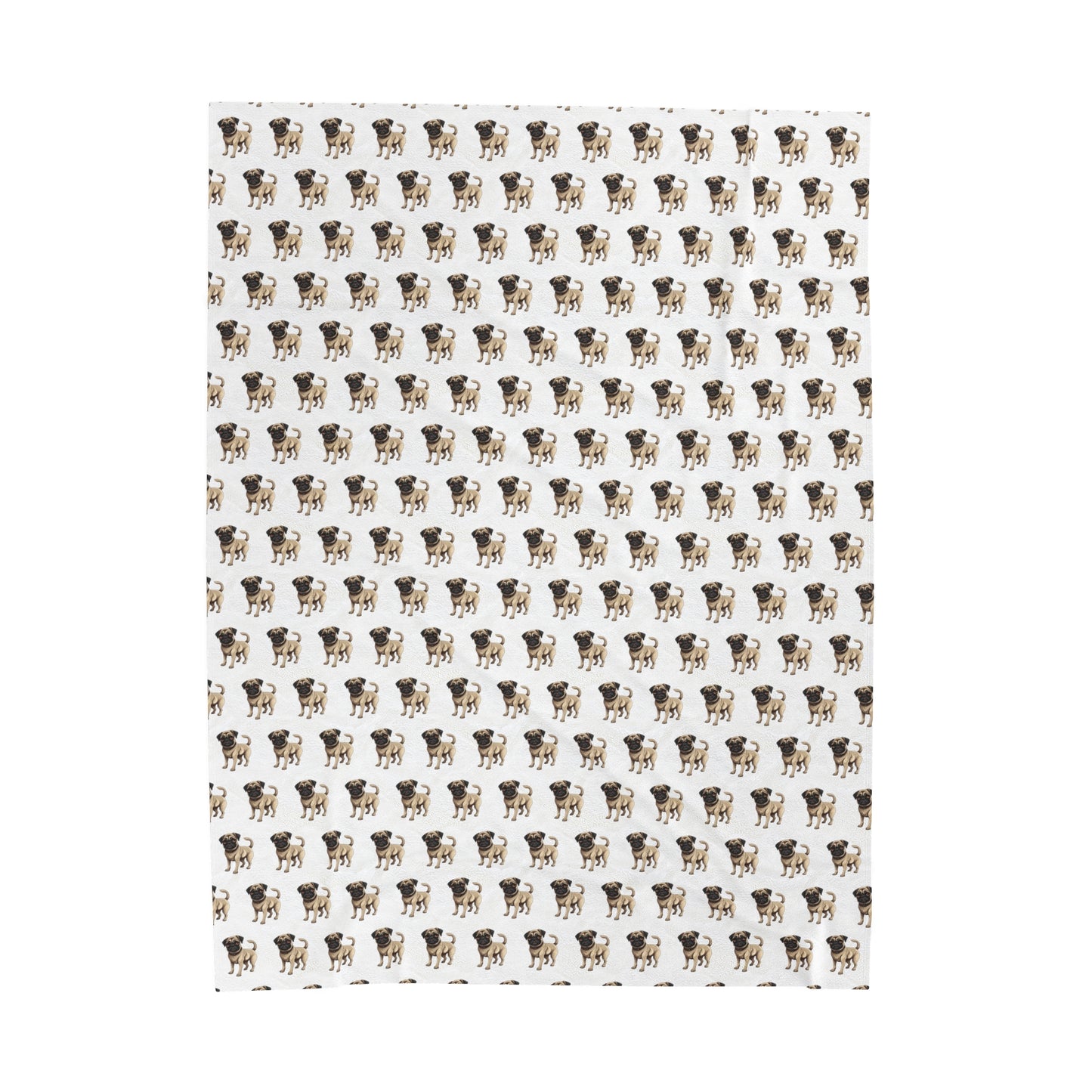 Pug Velveteen Plush Blanket (White)