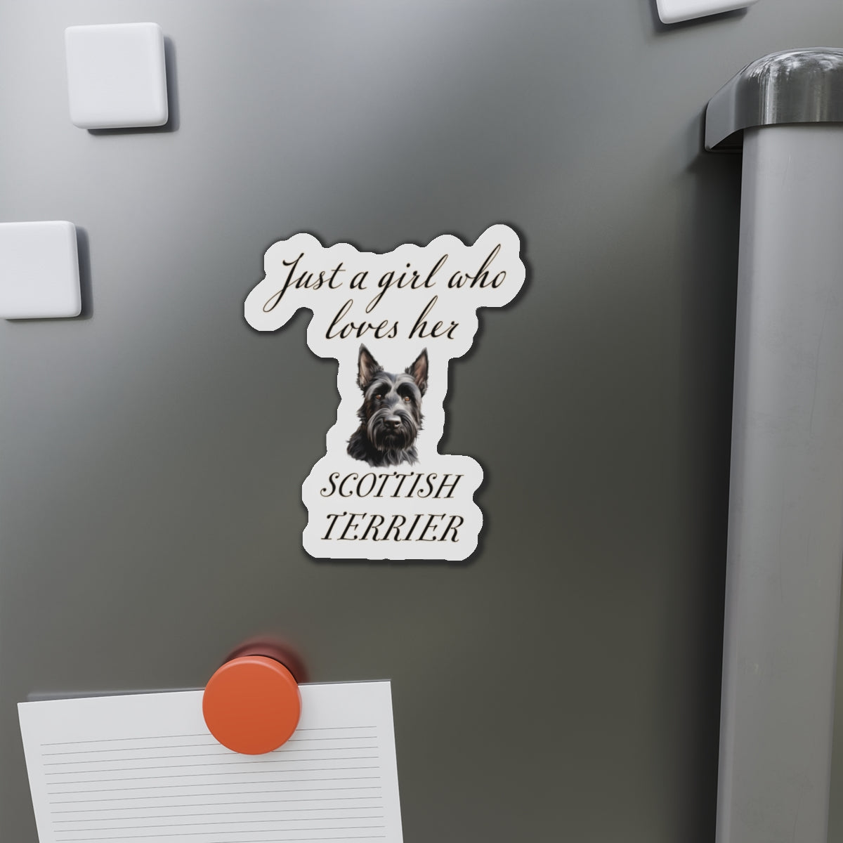 Just a Girl Who Loves Her Scottish Terrier Magnet | Die Cut Dog Magnet | Pet Kitchen Decor