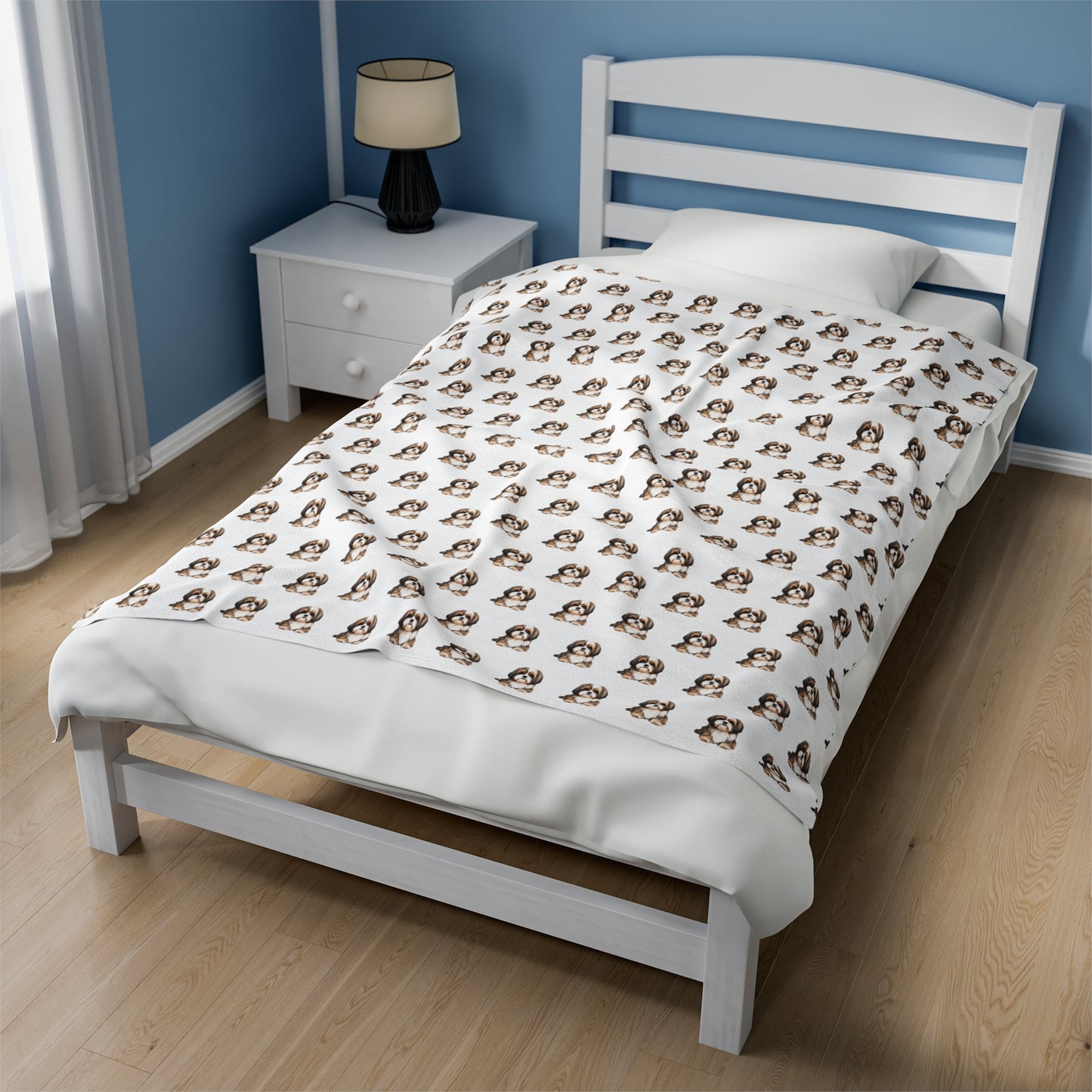 Shih Tzu Velveteen Plush Blanket - White Background