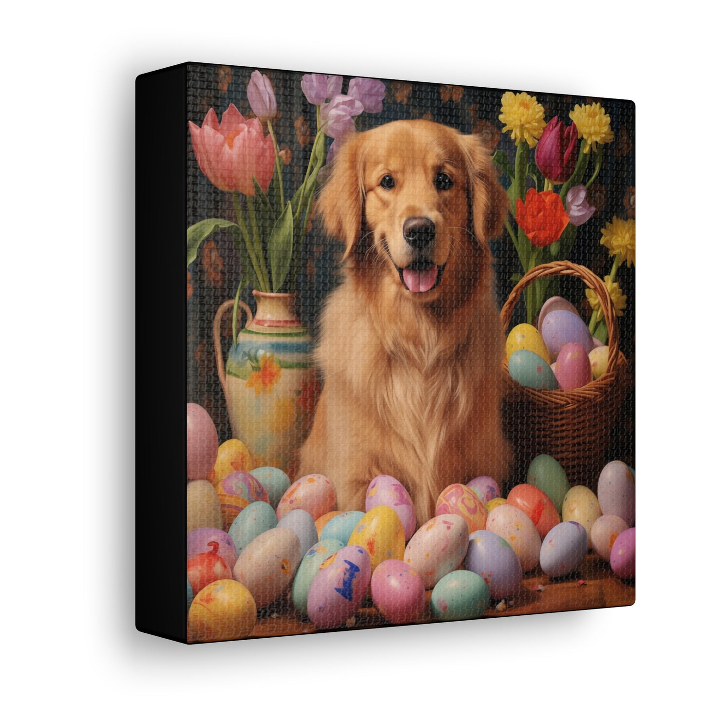 Golden Retriever Easter Wall Art - Spring Print - Canvas Gallery Wraps
