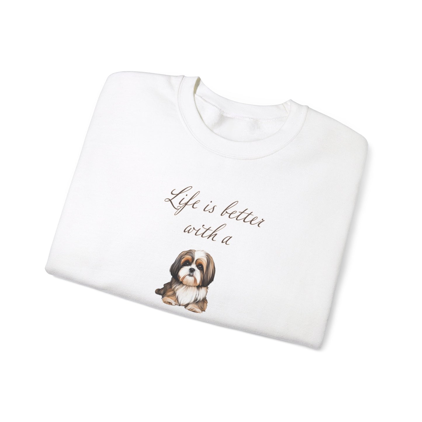Life is Better with a Shih Tzu Unisex Heavy Blend™ Crewneck Sweatshirt