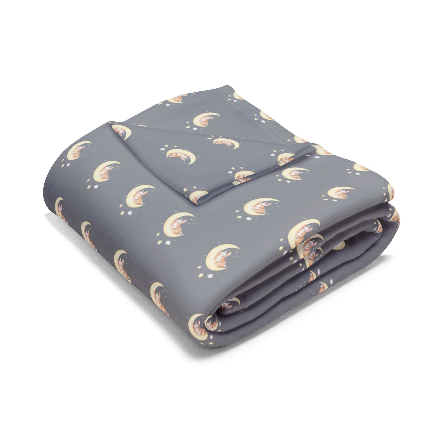 Fleece Blanket, cozy home decor, winter blanket, nursery decor, baby shower gift, cute bunny, moon design