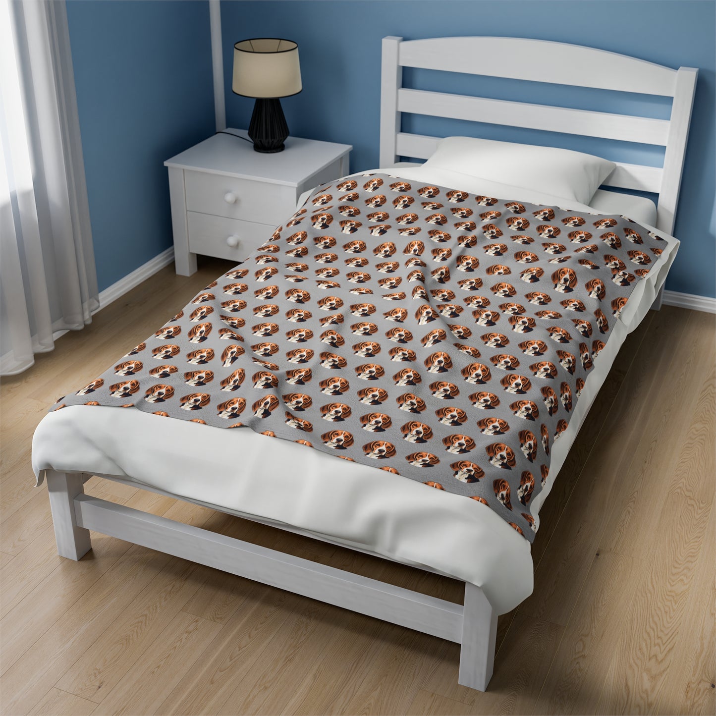 Beagle Velveteen Plush Blanket (Grey)