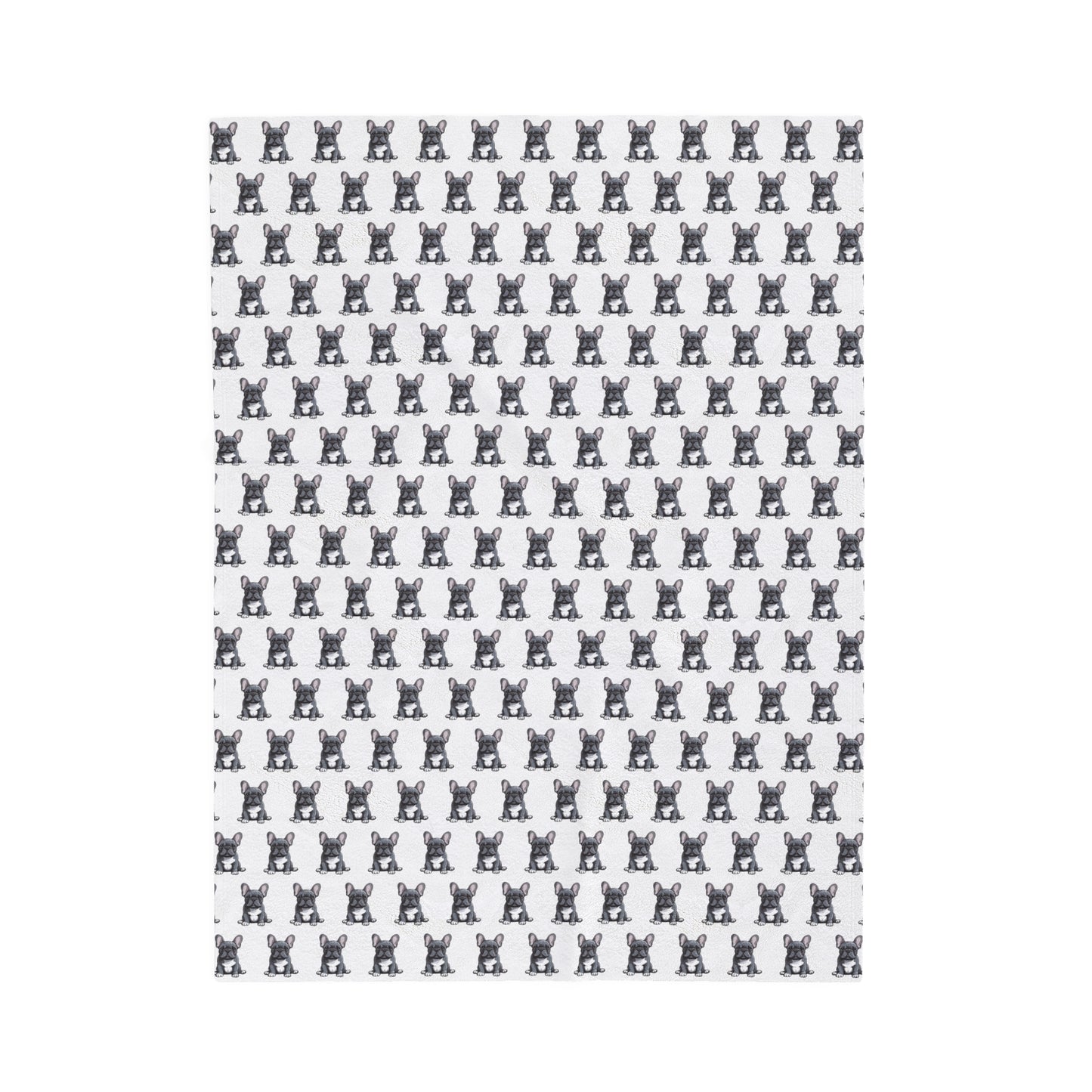 French Bulldog Velveteen Plush Blanket (White)