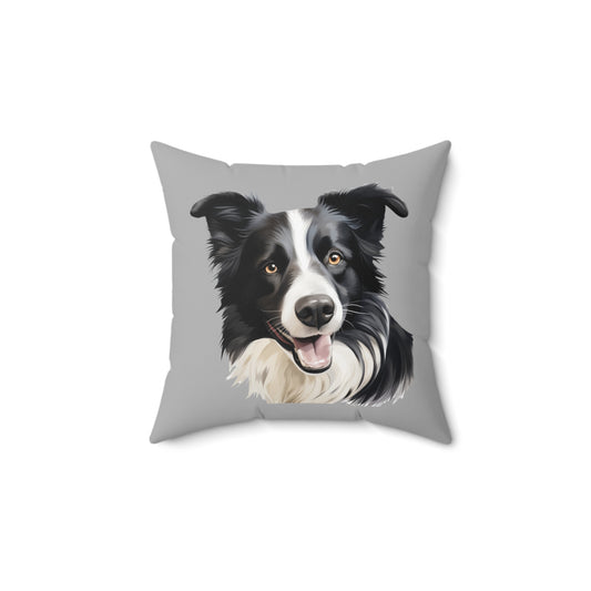 Border Collie Spun Polyester Square Pillow