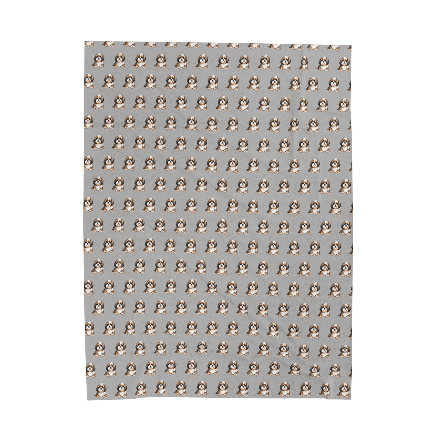 Shih Tzu Velveteen Plush Blanket - Light Grey Background