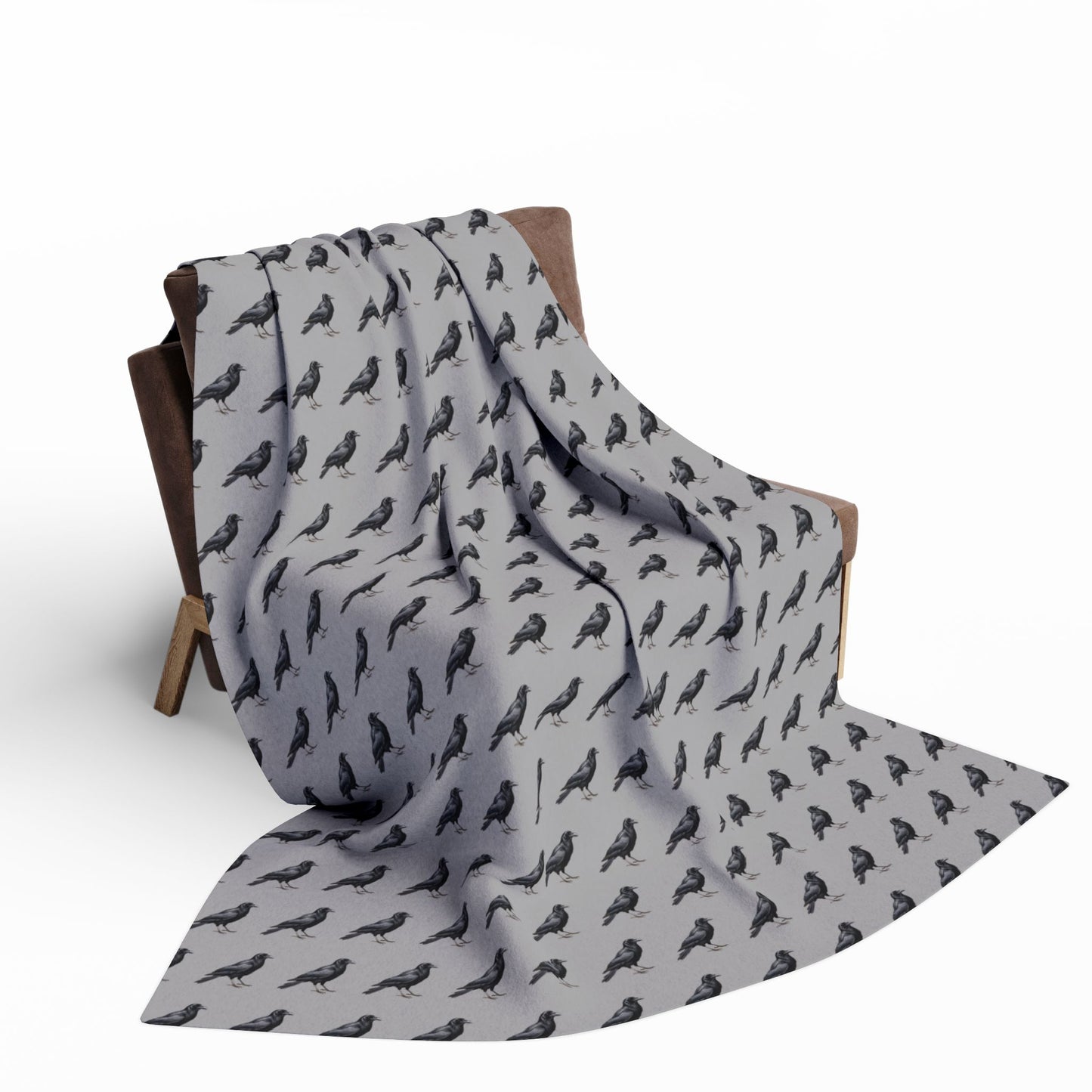 Crow Blanket | Arctic Fleece Bird Blanket | Bird Bedding | Bird Lover Gift | Throw