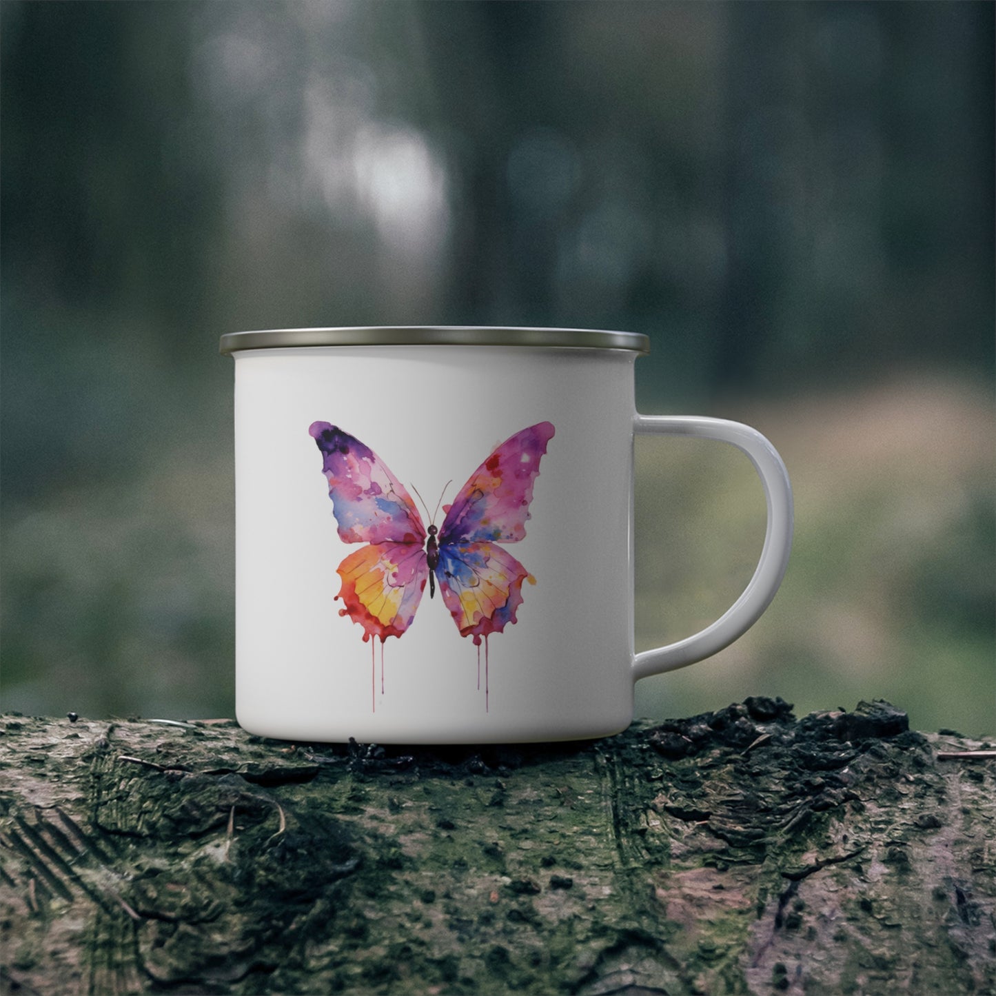 Butterfly Enamel Camping Mug