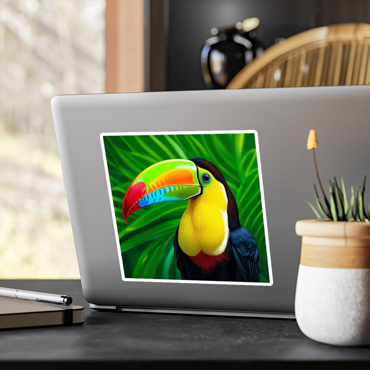 Toucan Sticker, Tropical Decal, Bird Vinyl Sticker, Nature Laptop Decal, Car Decal, Water Bottle Sticker