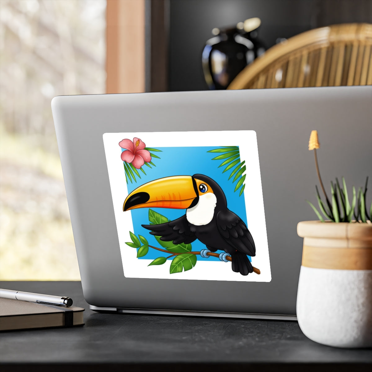 Toucan Sticker, Tropical Decal, Bird Vinyl Sticker, Nature Laptop Decal, Car Decal, Water Bottle Sticker