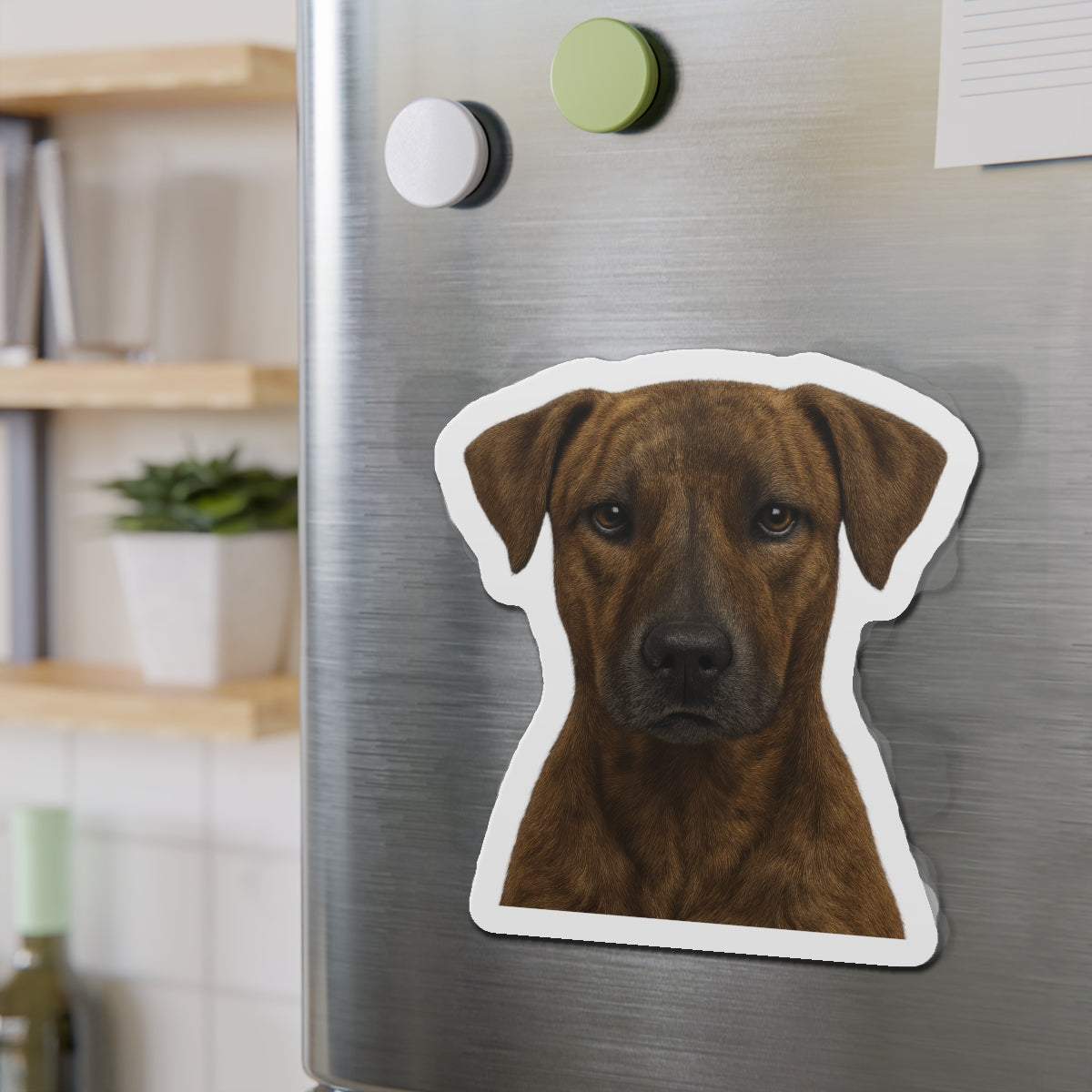dog magnet on fridge