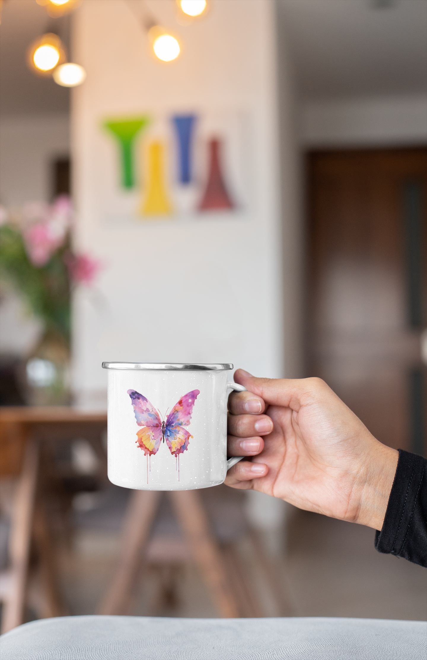 Butterfly Enamel Camping Mug
