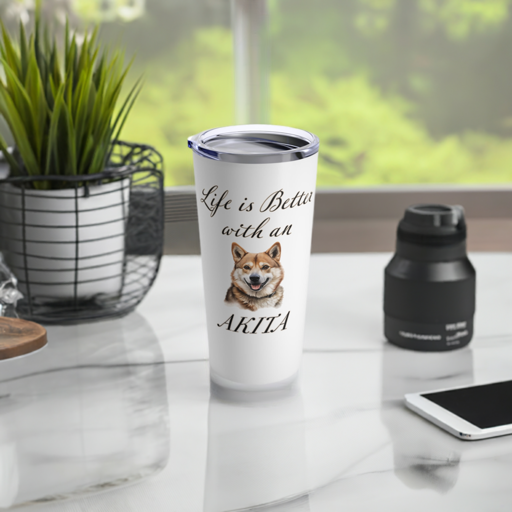 Life is Better with an Akita Tumbler - Stainless Steel 20oz