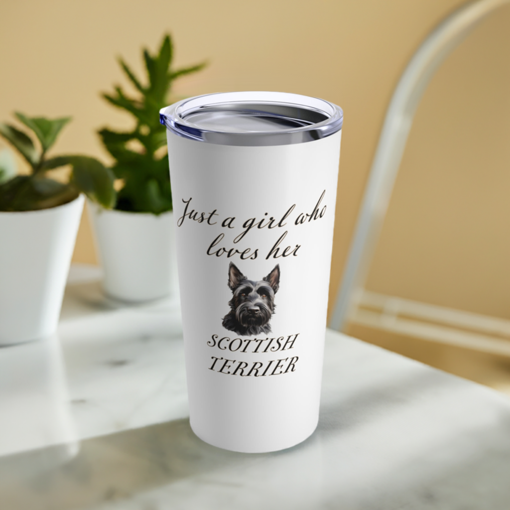 Scottish Terrier Tumbler | Dog Travel Mug | Dog Mom Gift | Just a Girl Who Loves Her Scottish Terrier | Stainless Steel 20oz