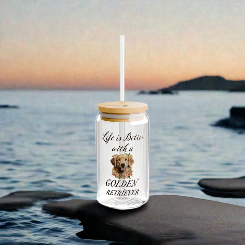 Golden Retriever Sipper Glass, 16oz