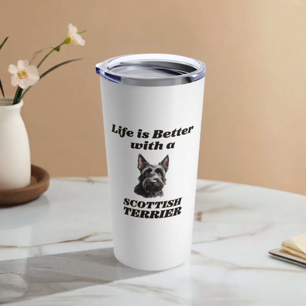Scottish Terrier Tumbler, Stainless Steel Dog Travel Mug 20oz