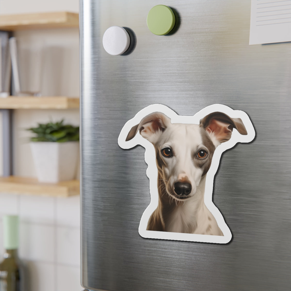 Whippet Magnet on fridge