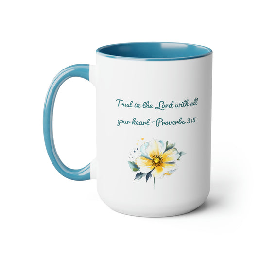 Trust in the Lord, Proverbs 3:5, Two-Tone Coffee Mugs, 15oz