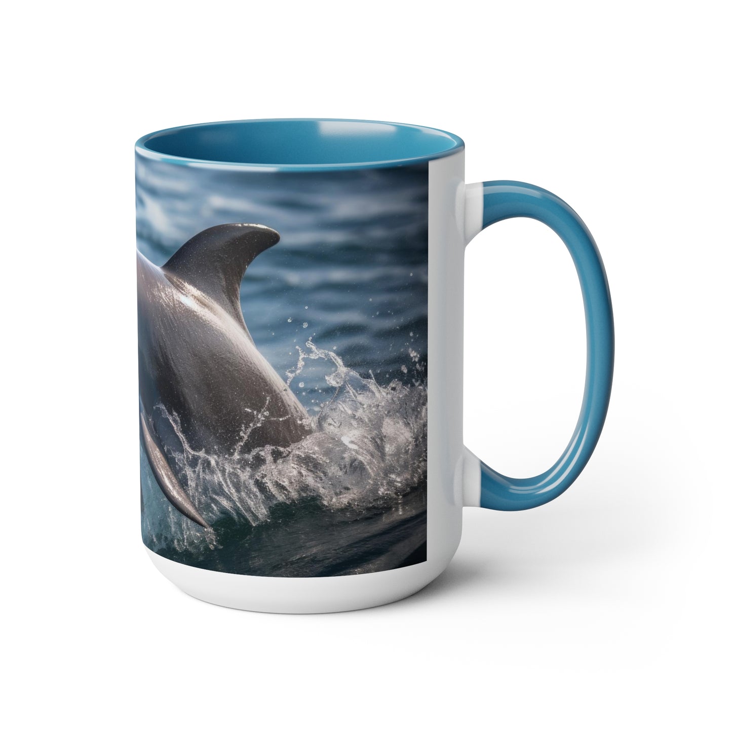 Dolphin Coffee Mugs, 15 oz Two-Tone