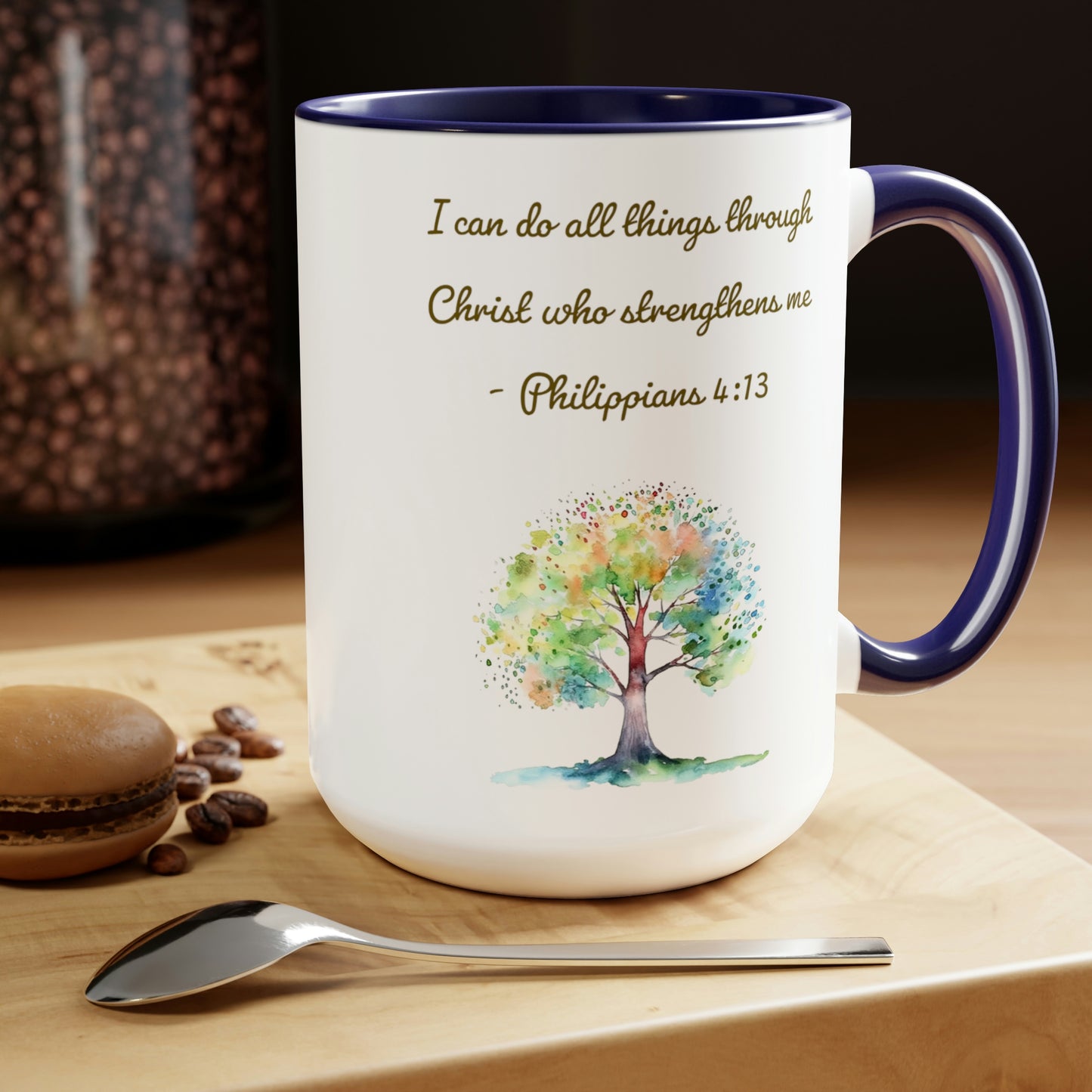 Philippians 4:13 Two-Tone Coffee Mugs, 15oz