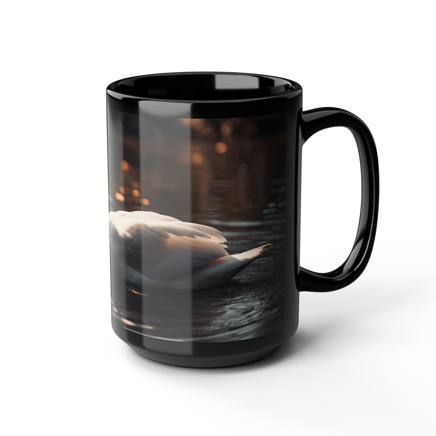 Swan Mug - 15oz Black Ceramic