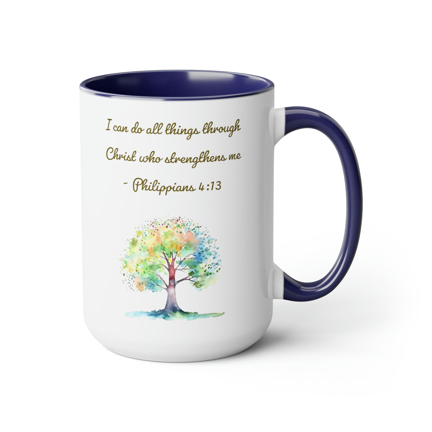 Philippians 4:13 Two-Tone Coffee Mugs, 15oz