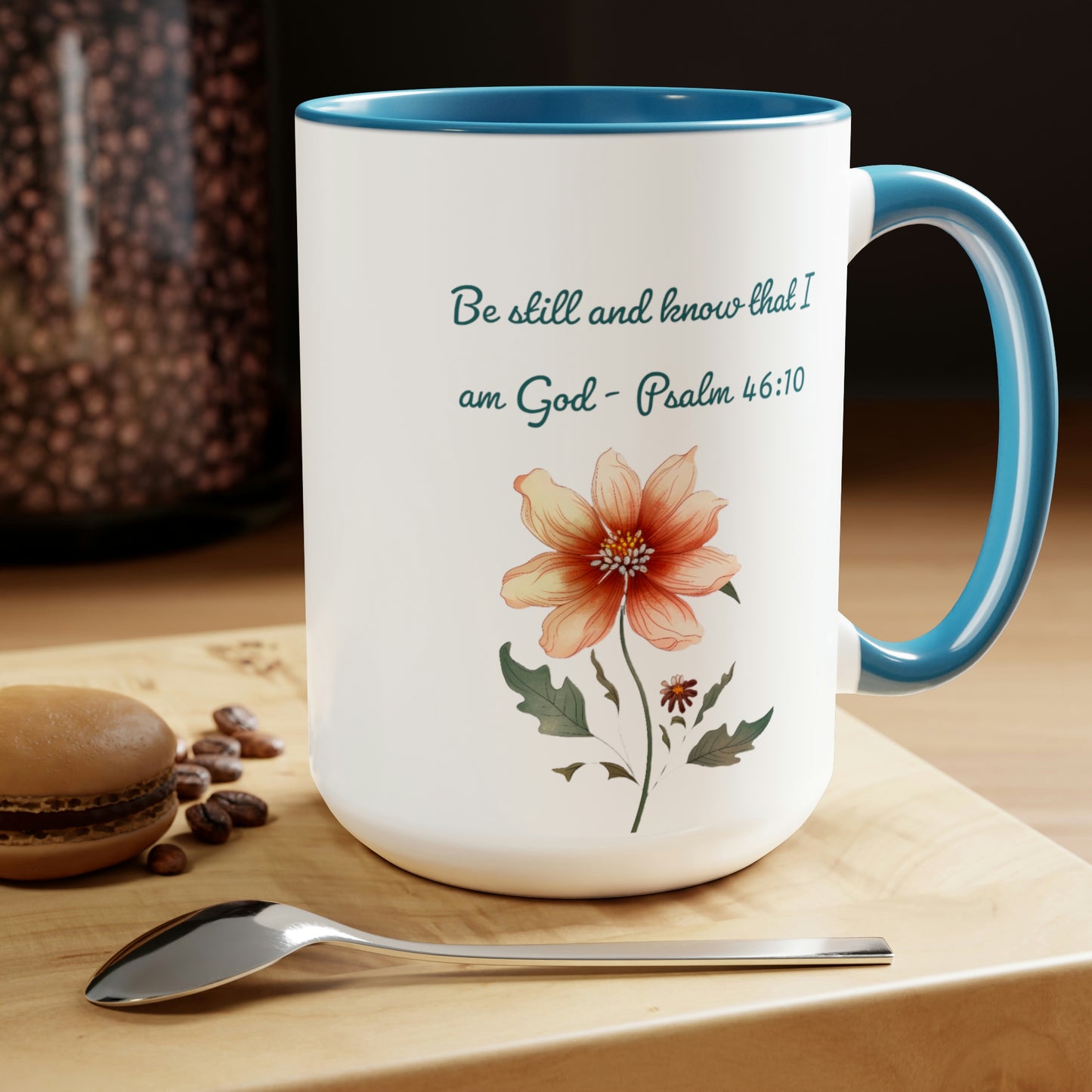 Be still and know mug in light blue