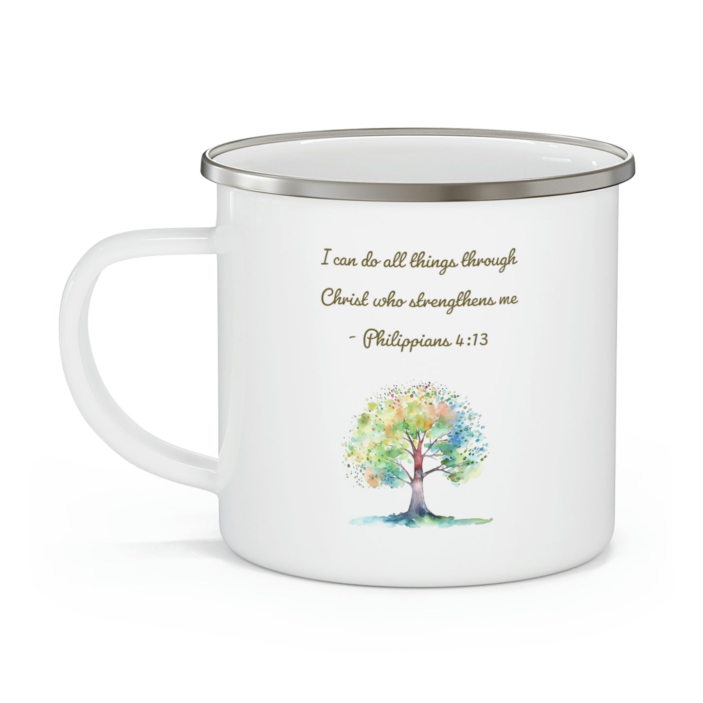 Philippians 4:13 Camping Mug, enamel, 12 oz