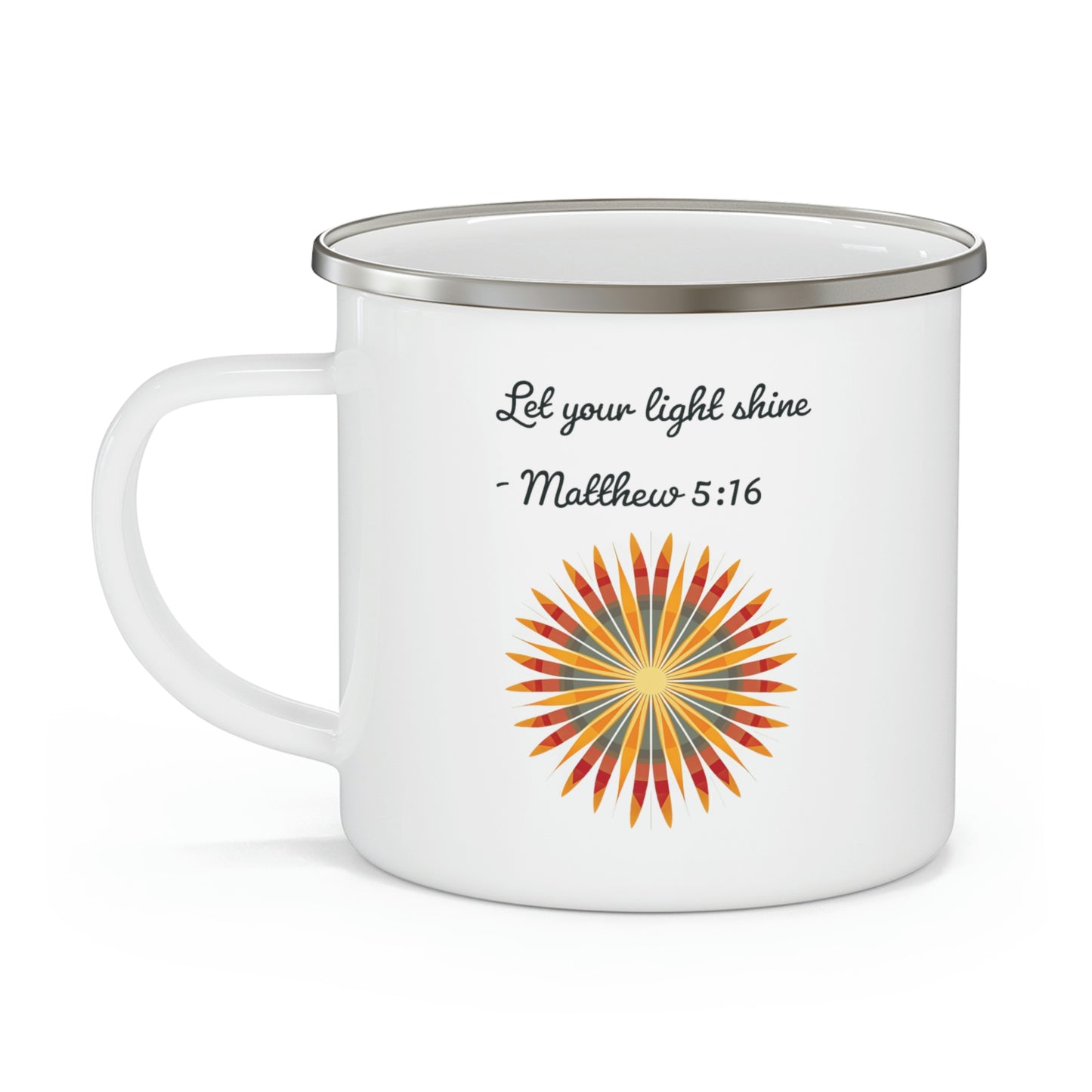 Let Your Light Shine Camping Mug, enamel, 12 oz