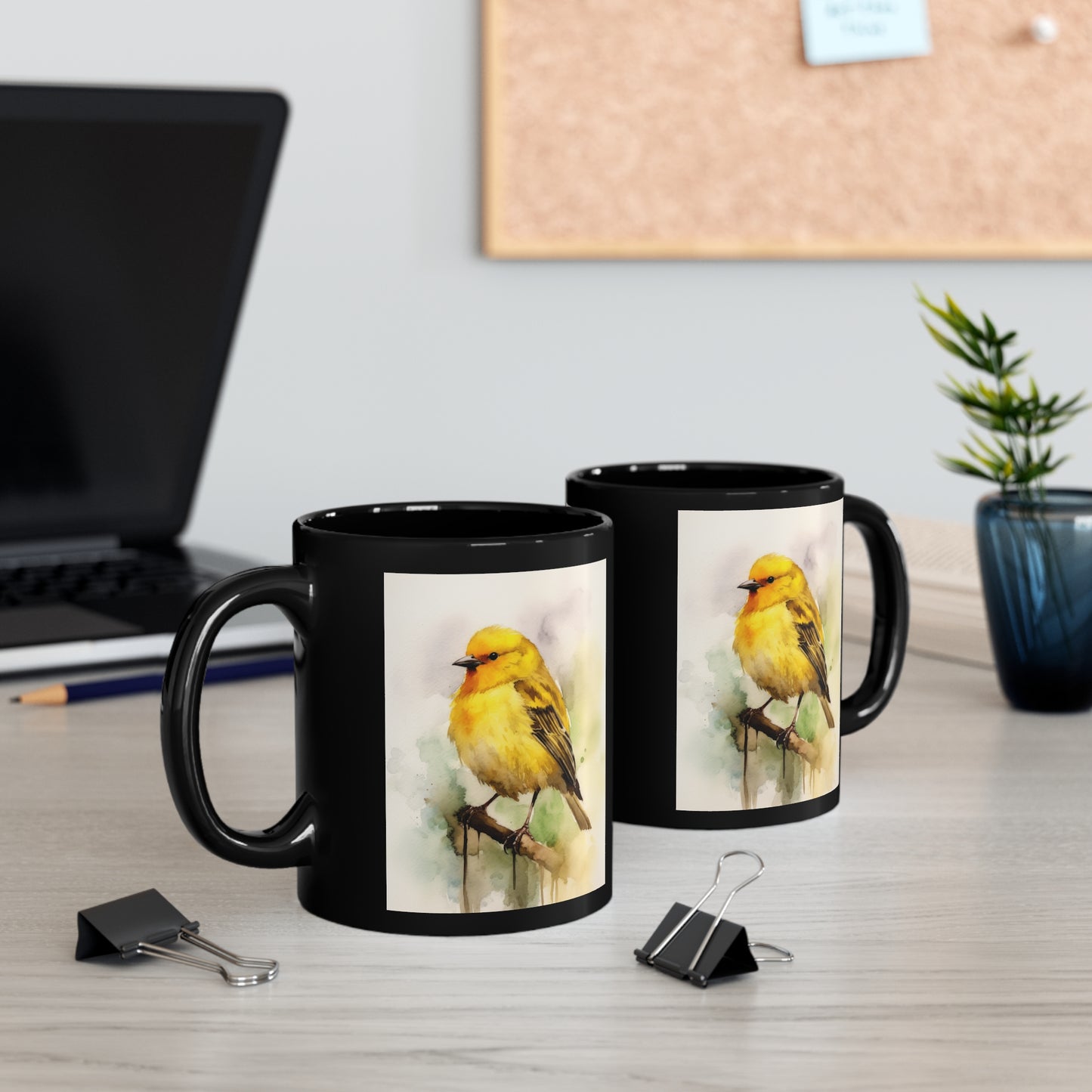 Canary Watercolor Mug - 11 oz Ceramic Mug