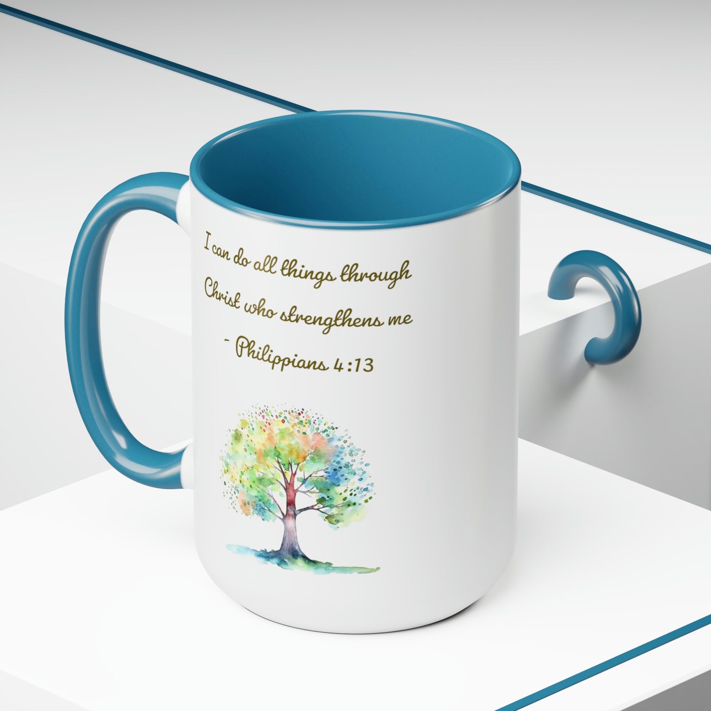 Philippians 4:13 Two-Tone Coffee Mugs, 15oz