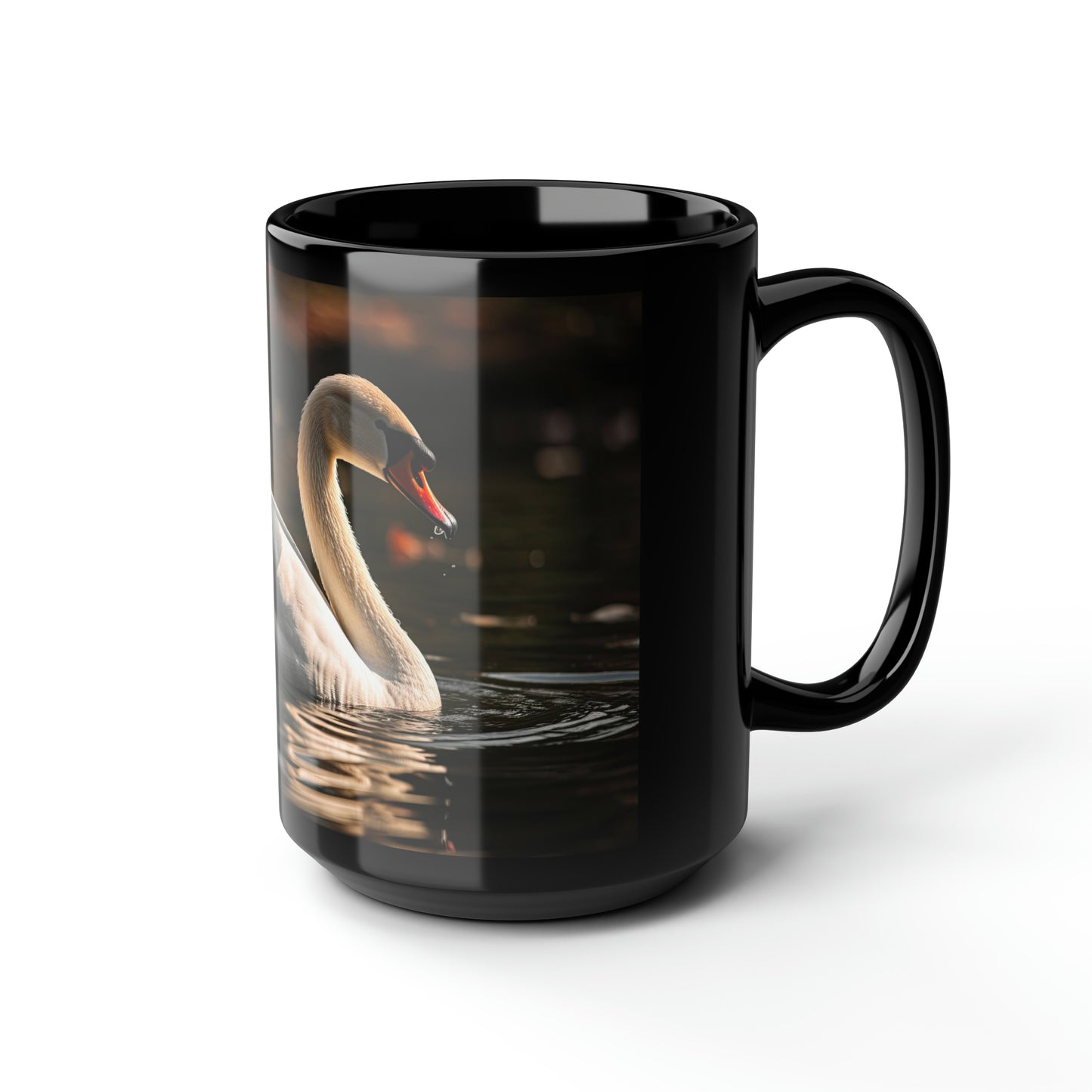 Swan Mug - 15oz Black Ceramic