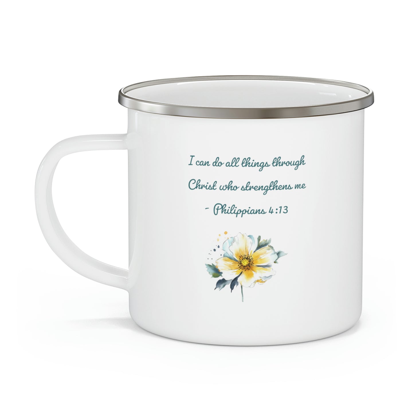 Philippians 4:13 Camping Mug, enamel, 12 oz