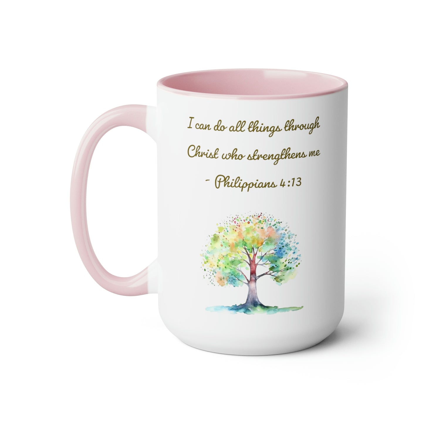 Philippians 4:13 Two-Tone Coffee Mugs, 15oz