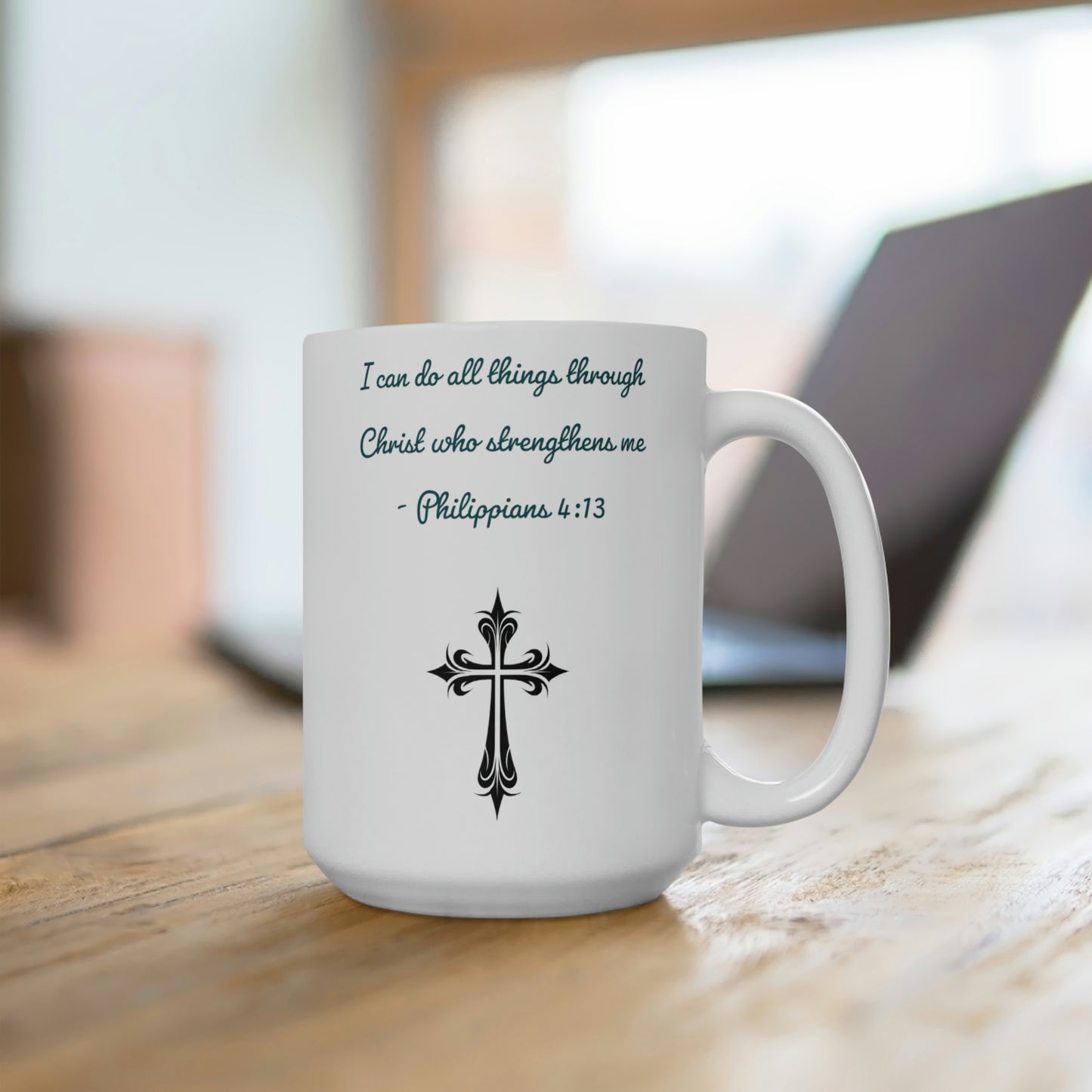Philippians 4:13 Cross Mug 15oz